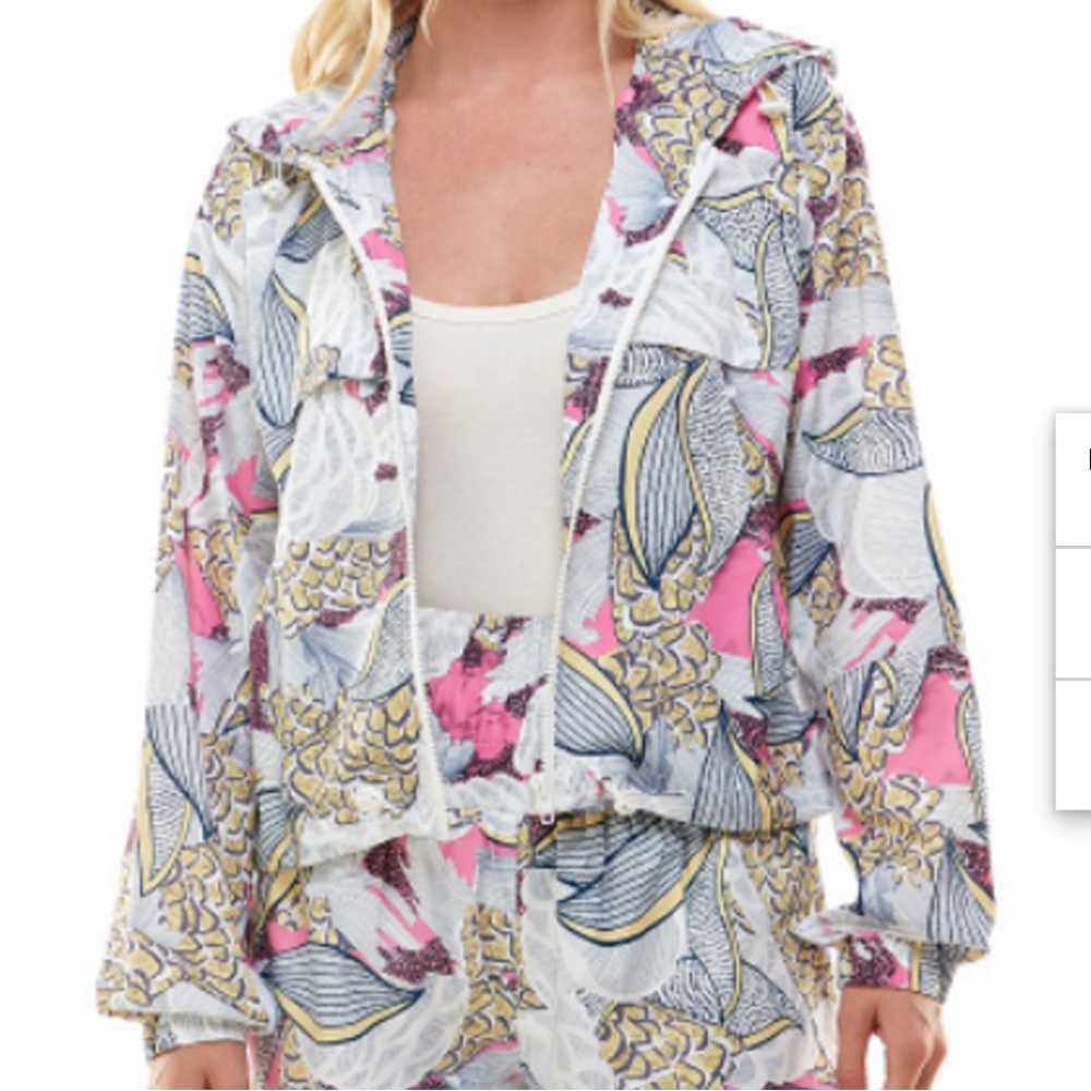 TCEC Floral Print Athletic Jacket M NEW